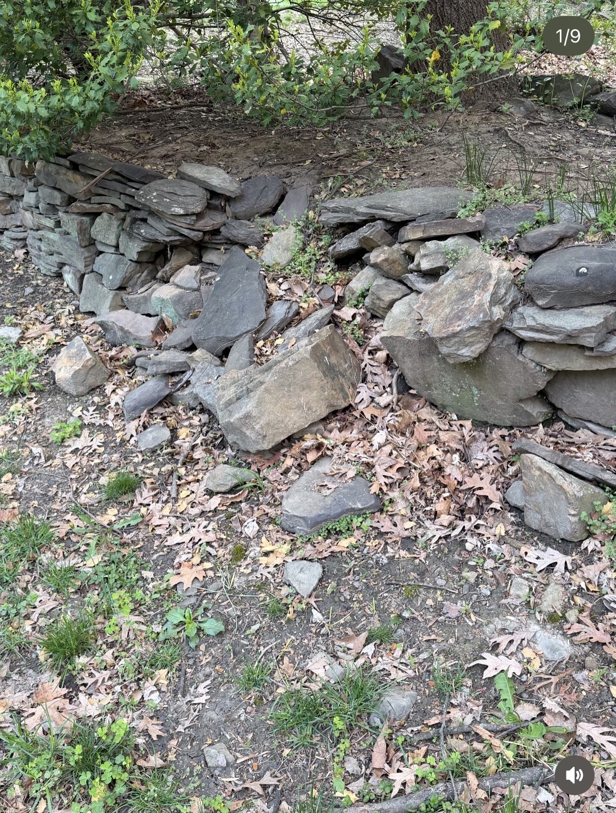 Stone wall rebuild before